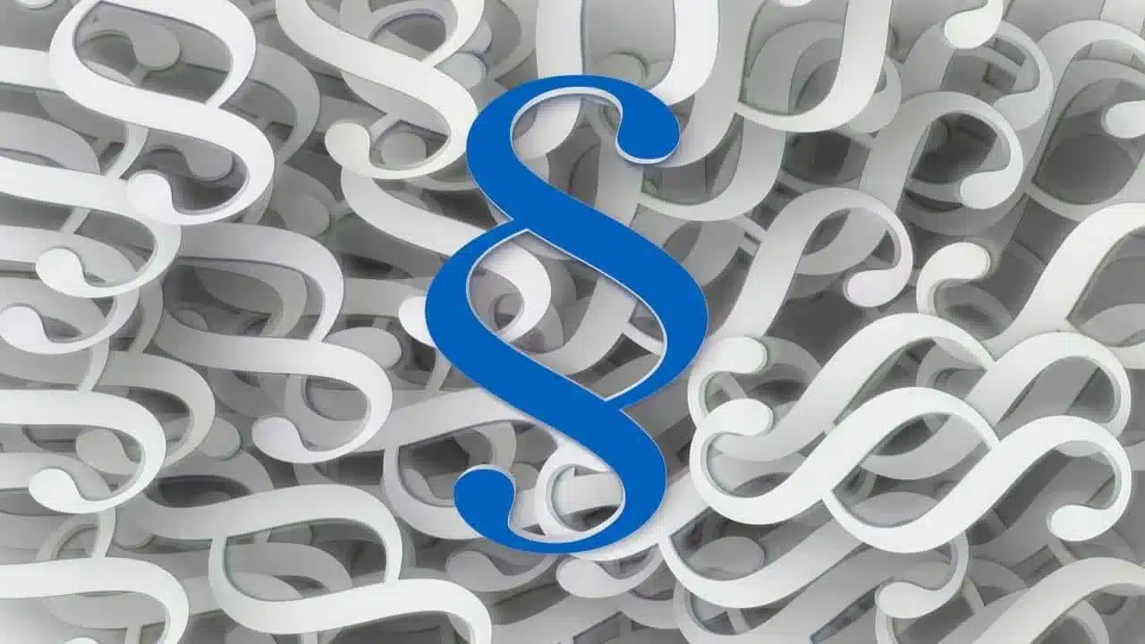 Blaues Paragrafen-Symbol zur Erbschaftssteuer und Schenkungssteuer auf den Kanarischen Inseln.